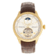 Heritor Automatic Gregory Semi-Skeleton Leather-Band Watch, Gold/Brown, One Size, HERHR8103