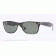 Ray-Ban New Wayfarer Sunglasses RB2132 605258-55 - Top Black On Trasparent Frame, Green Polar Lenses