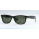 Ray-Ban RB2132 New Wayfarer Sunglasses, Black Frame, Crystal Green Lenses, 901-58