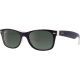 Ray-Ban RB2132 New Wayfarer Sunglasses, Black Beige Frame, Crystal Green Lenses, 875-5218