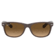 Ray-Ban RB2132 New Wayfarer Sunglasses, Matte Brown On Transparent Brown Frame, Gradient Brown Lens, Polarized, 52, RB2132-6608M2-52