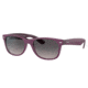 Ray-Ban RB2132 New Wayfarer Sunglasses, Matte Violet On Transparent Violet Frame, Grey Gradient Lens, Polarized, 52, RB2132-6606M3-52