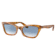 Ray-Ban RB2299 Lady Burbank Sunglasses - Womens, Amber Tortoise Frame, Clear Gradient Blue Lens, 55, RB2299-13423F-55