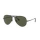 Ray-Ban RB3689 Aviator Sunglasses - Men's, Black, Crystal Green Lens, RB3689-914831-62