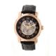 Reign Kahn Automatic Skeleton Dial Leather-Band Watch, Black, REIRN4306