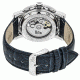 Reign Mens Stavros Automatic Skeleton Dial Crocodile-Embossed Leather Strap Watch Silver Bezel, Silver/Circle-shaped Case, Navy/analog Dial, Silver Hands REIRN3702