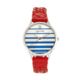 Sophie And Freda Tucson Leather-Band Watch w/ Swarovski Crystals, Silver/Red, One Size, SAFSF4501