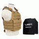 Vism 2924 Series Plate Carrier Vest includes two BSC1012 Soft Ballistic Panels - Shooters Cut 10in X12in, Tan BPCVPCV2924T-A