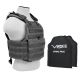 Vism 2924 Series Plate Carrier Vest w/ Two BSC1012 Soft Ballistic Panels - Shooters Cut 10in X12in, Urban Gray, BSCVPCV2924U-A