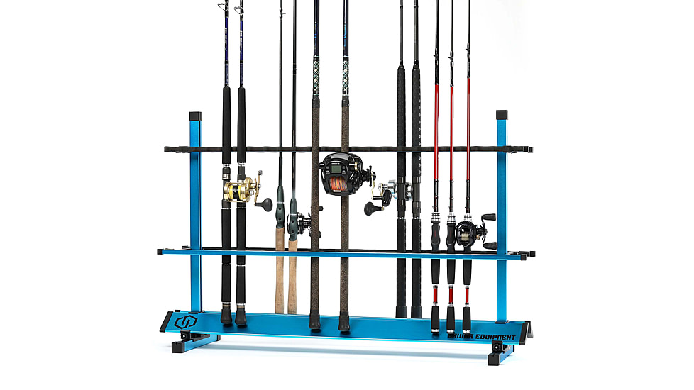 Savior Equipment Aluminum Fishing Rod Rack, 48 Slot, Ocean Blue, 46.5in x 30.25in x 14.75in, RK-FRODAL-48-OB