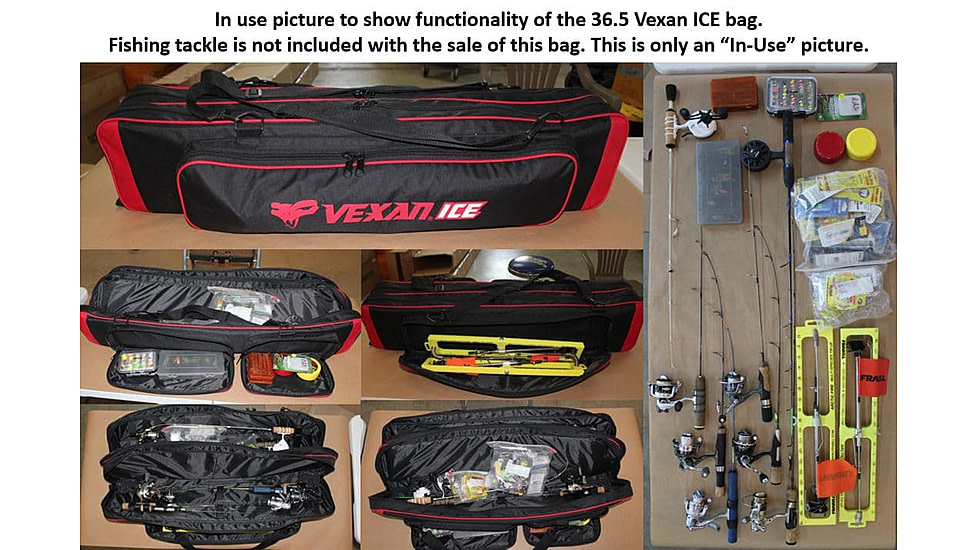 Vexan Ice Fishing Rod &amp; Tackle Bag 36 in Soft Case, Blue, Vexan ICE 36 - Bag