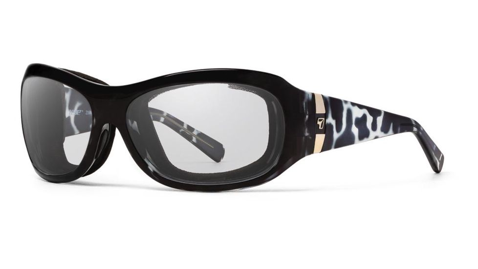 7Eye by Panoptix Womens AirShield Sedona Sunglasses, RX Ready, Black Pearl Frame, SharpView Clear Lens, M-L 325040