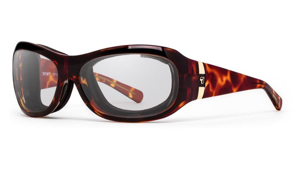 7Eye by Panoptix Womens AirShield Sedona Sunglasses, RX Ready, Light Tortoise Frame, SharpView Clear Lens, M-L 326040
