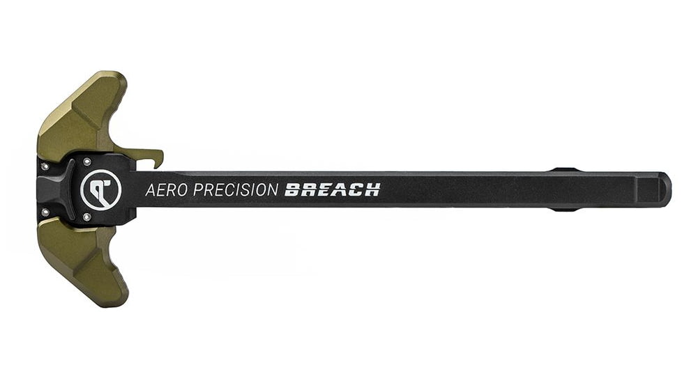 Aero Precision AR15 Breach Ambi Charging Handle w/Small Lever, Black/OD Green Anodized, APRA700130C