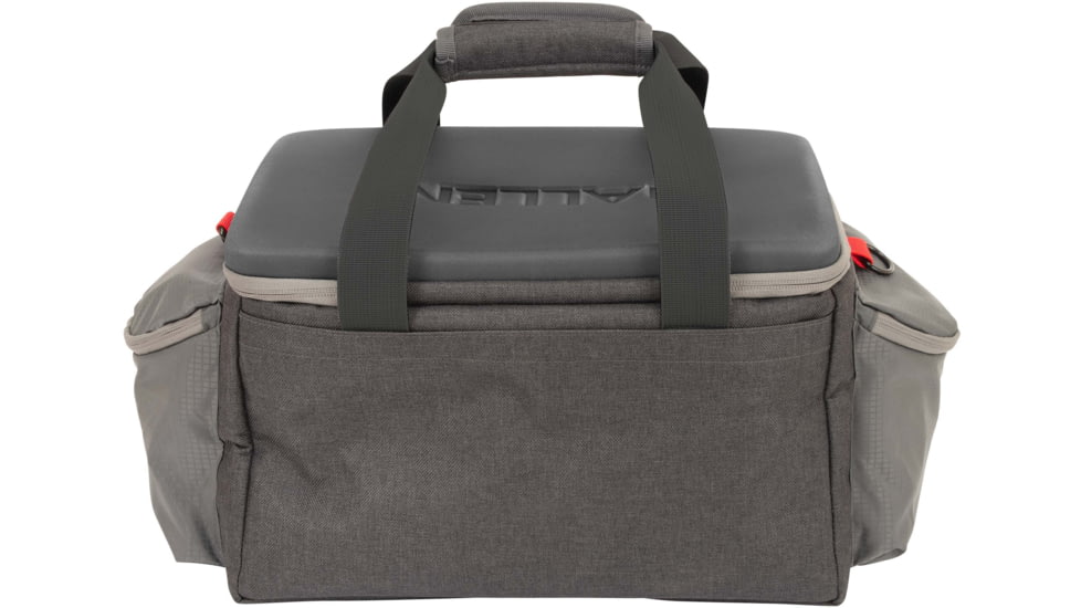 Allen Competitor Premium Molded Lockable Range Bag, Internal Tote and Fold-Up Gun Mat, Heather Gray/Red, 16.6 in x 9 in x 11.8 in, 8325