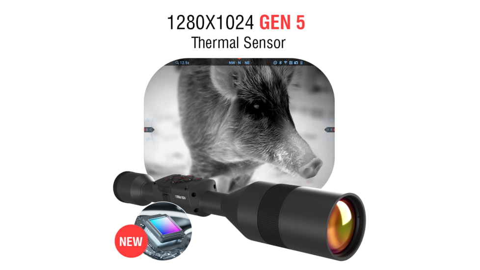 ATN Thor 5 XD LRF 4-40x 1280x1024 12 Micron Smart HD Thermal Rifle Scope, 30mm Tube w/ Xtreme Definition 1.3 Megapixel Sensor, Multiple Patterns &amp; Color Options Reticle, Black, TIWST51210LRF