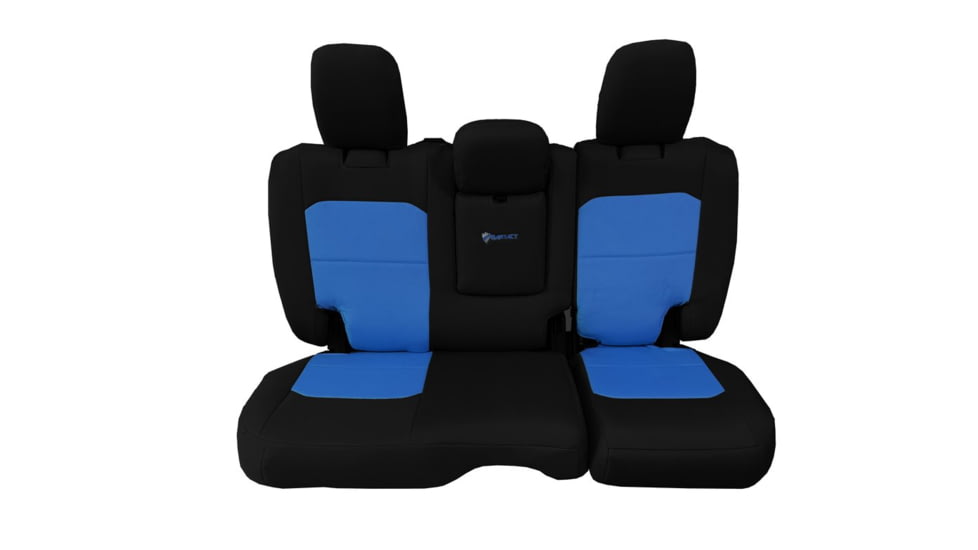 Bartact Jeep JLU Fold Down Armrest Seat Covers Rear Split Bench 2018 plus Wrangler 4 Door Tactical Series, Black/Blue, JLSC2018RFBU