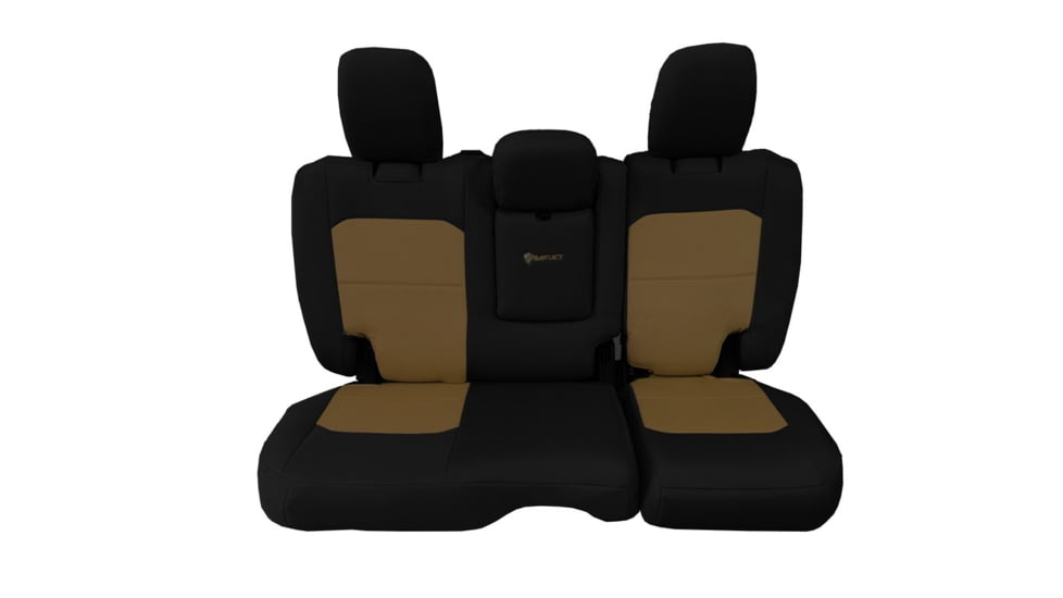 Bartact Jeep JLU Fold Down Armrest Seat Covers Rear Split Bench 2018 plus Wrangler 4 Door Tactical Series, Black/Coyote, JLSC2018RFBC