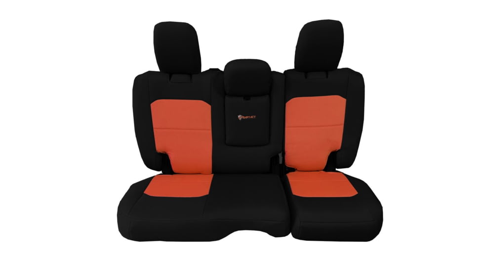 Bartact Jeep JLU Fold Down Armrest Seat Covers Rear Split Bench 2018 plus Wrangler 4 Door Tactical Series, Black/Orange, JLSC2018RFBN