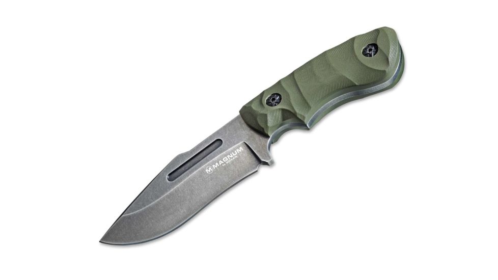 Boker USA Magnum Lil Giant Fixed Blade Knife,3.62in 440 Steel Blade,Green G10 Grip Handle 02LG113