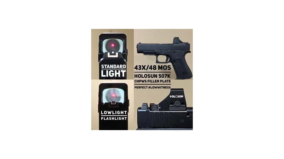 C&amp;H Precision Weapons V4 MIL/LEO Adapter Plate, Glock 43X/48 MOS, Holosun 407K/507K, Black, GLX-HOLOk