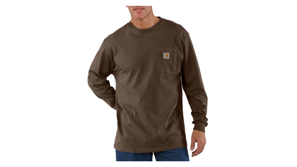 Carhartt Long Sleeve Workwear Pocket T-Shirt - Mens-Dark Brown-Large
