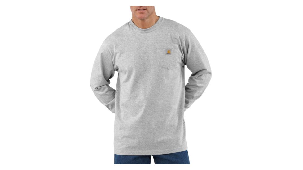 Carhartt Long Sleeve Workwear Pocket T-Shirt - Mens-Heather Grey-Large