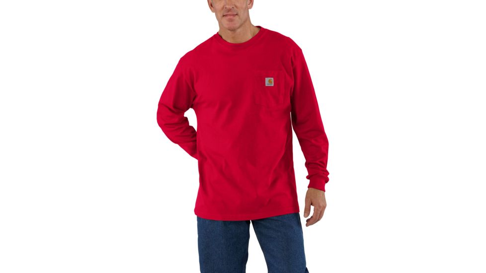 Carhartt Workwear Pocket Long Sleeve T-Shirt for Mens, Red, Small/Regular K126-600-REG-SML