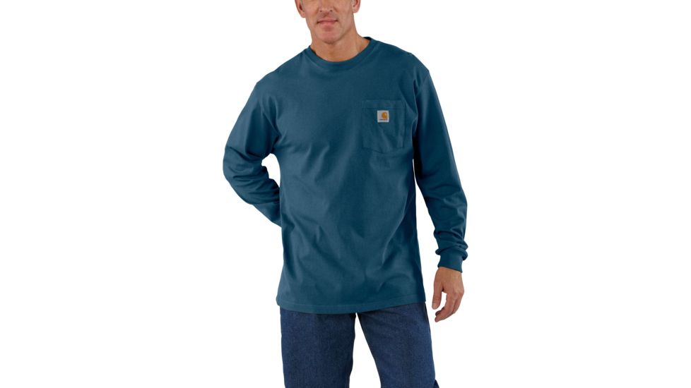 Carhartt Workwear Pocket Long Sleeve T-Shirt for Mens, Stream Blue, Small/Regular K126-984-REG-SML