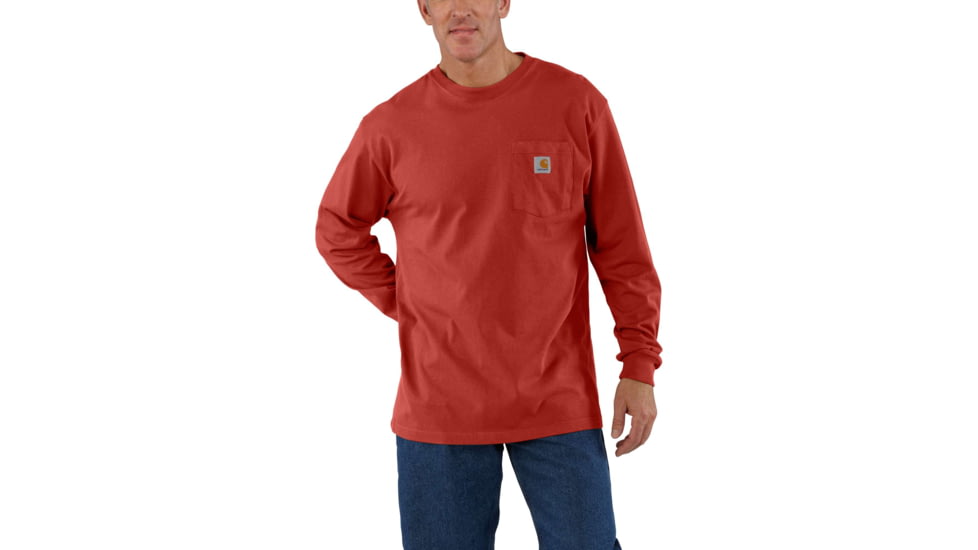Carhartt Workwear Pocket Long Sleeve T-Shirt for Mens, Chili, Medium/Regular K126-CHI-REG-MED