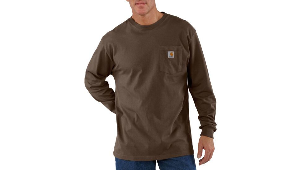 Carhartt Workwear Pocket Long Sleeve T-Shirt for Mens, Dark Brown, 2XL/Regular K126-DKB-REG-XXL