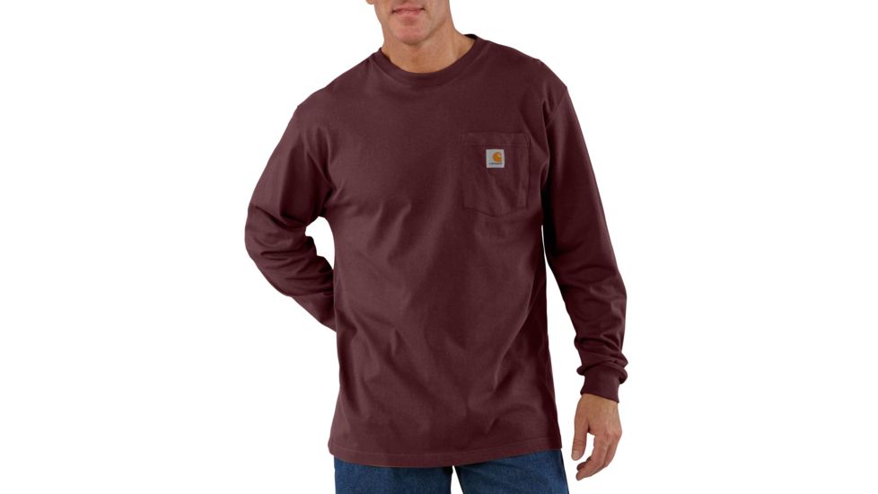 Carhartt Workwear Pocket Long Sleeve T-Shirt for Mens, Port, Small/Regular K126-PRT-REG-SML