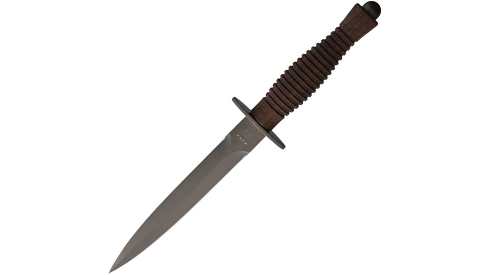 Fox Fairbairn Sykes Fighting Knife, 6.63 black PVD coated Bohler N690 stainless blade, Sculpted Walnut handle, 02FX110