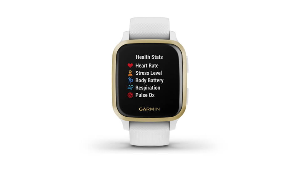 garmin venu sq smart watch white light gold bezel
