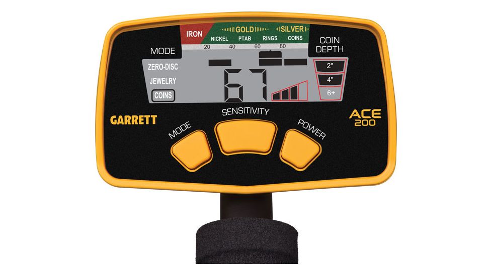 Garrett Ace 200, 6.5x9 in, Black/Yellow, Medium 1141070