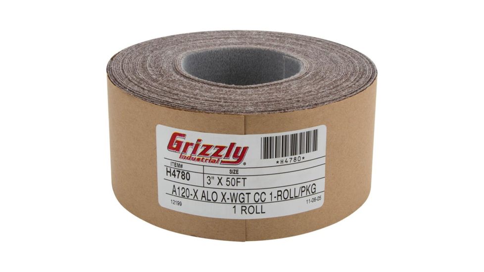 Grizzly Industrial 3in. x 50' Sanding Roll A120 H&amp;L, H4780