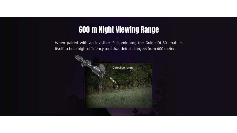 Guide Sensmart DU Series DU50 3.1-8x50mm Night Vision Rifle Scope, 1920x1080, Black, DU50