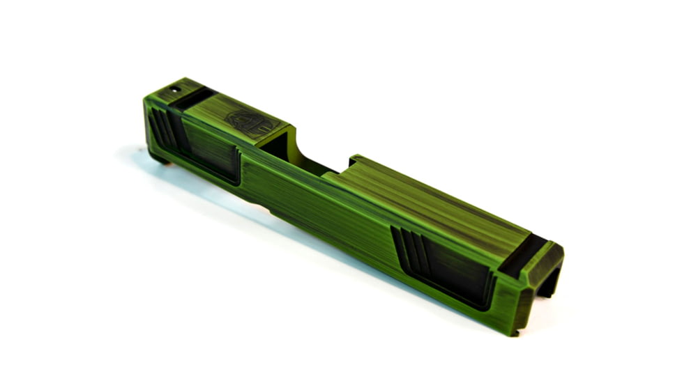 Gun Cuts Raider Slide for Glock 26, No Optic Cut, Battleworn Zombie Green, GC-G26-RAI-ZGRBW-NO