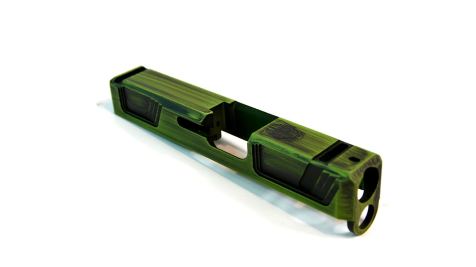 Gun Cuts Raider Slide for Glock 26, Optic Cut, Battleworn Zombie Green, GC-G26-RAI-ZGRBW-RMR