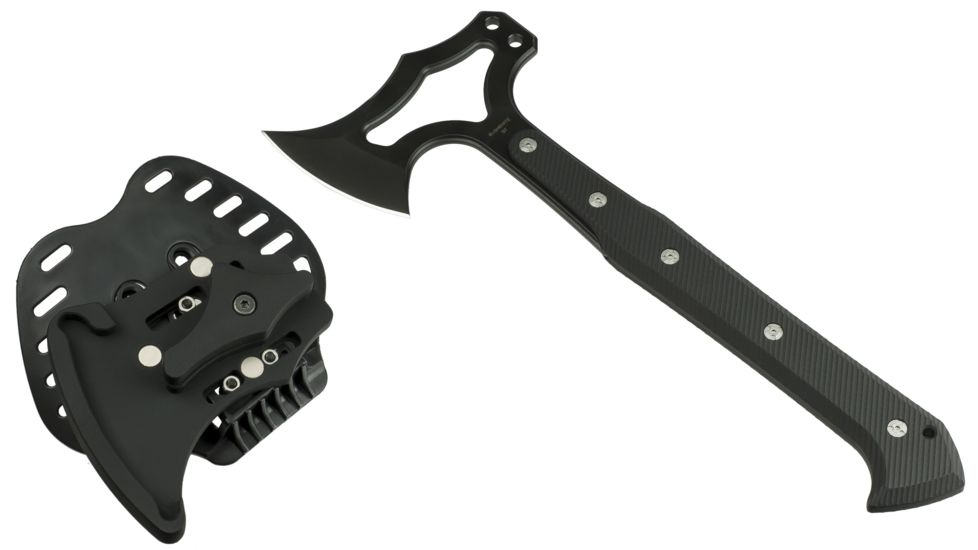 Hogue EX-T01 Tomahawk,S-7 Black Blade,G10 Solid Black Scales,Sheath 35779