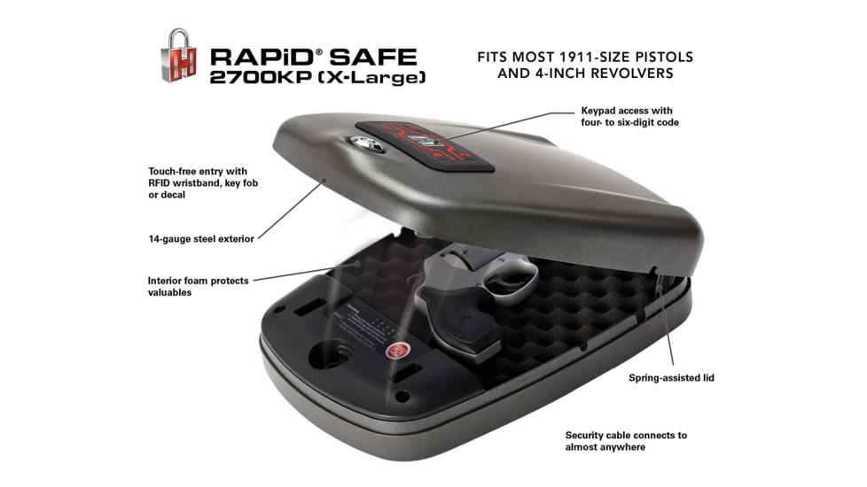 Hornady RAPiD Safe 2700KP Extra-Large Lock Box Electronic RFID Safe With KeyPad, 98172