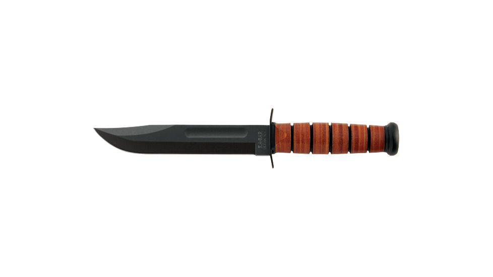 Ka Bar Knives Kb1217 Plain 7in Usmc Knife Brown Leather Sheath