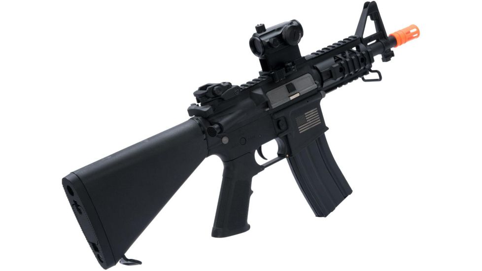 Matrix Sportsline M4 RIS Airsoft AEG Rifle w/G2 Micro-Switch Gearbox, 5in Stubby Fixed Stock, Black, Large, ST-AEG-293-BK