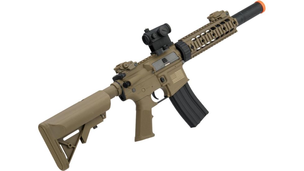 Matrix Sportsline M4 RIS Airsoft AEG Rifle w/G2 Micro-Switch Gearbox, CQB-R, Dark Earth, Large, ST-AEG-297A-DE