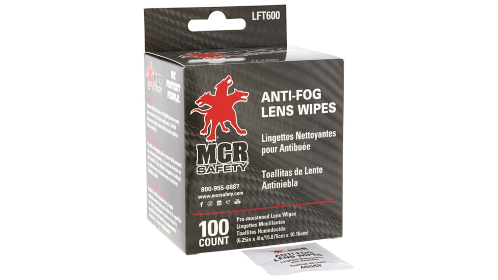 MCR Safety PreMoistened AntiFog Lens Wipes Individually Packaged Lens