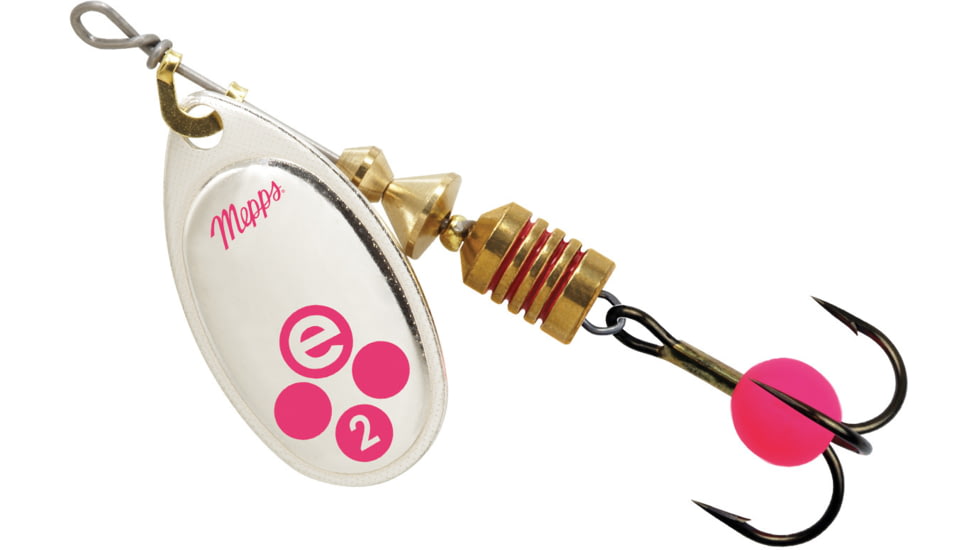 Mepps Aglia-e In-Line Spinner, 2 1/4in, 1/6 oz, Treble Hook w/Egg, Silver-Hot Pink, BE2 SHP