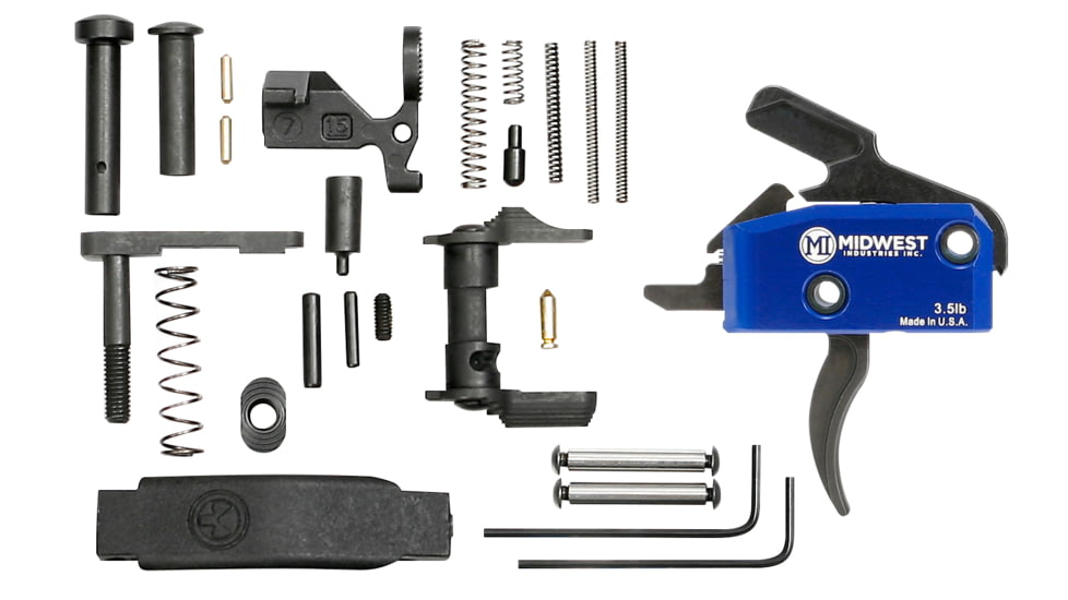 Midwest Industries MI Enhanced Drop in Trigger w/Lower Parts Kit Magpul Trigger Guard Ambi Safety, Black/Blue, MI-TRIGGER-KIT-C
