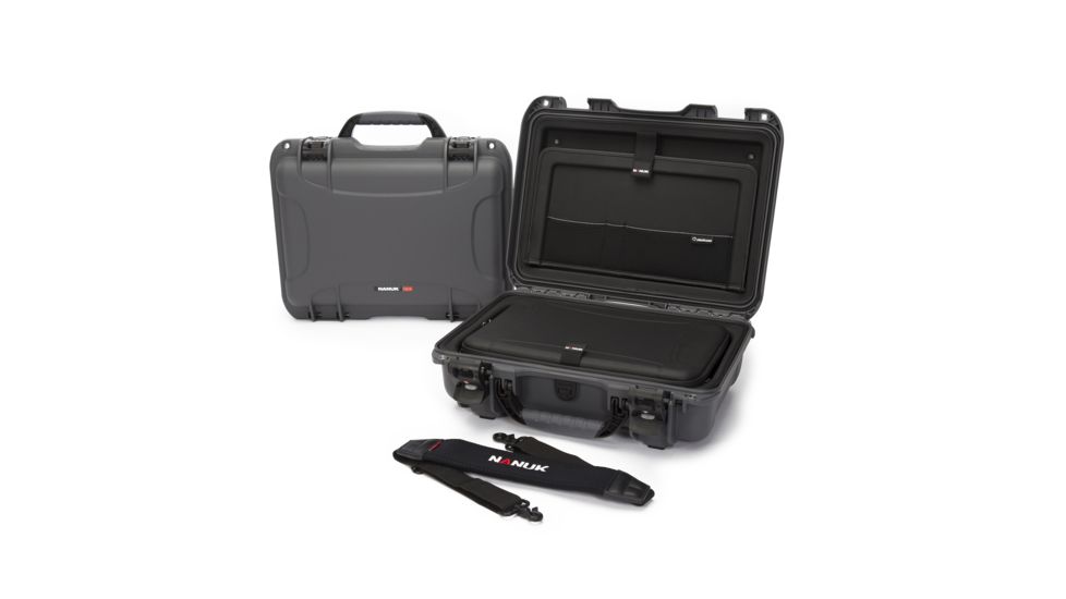 Nanuk 923 Case with Laptop Kit and Strap, Graphite, Medium, 923S-041GP-0A0