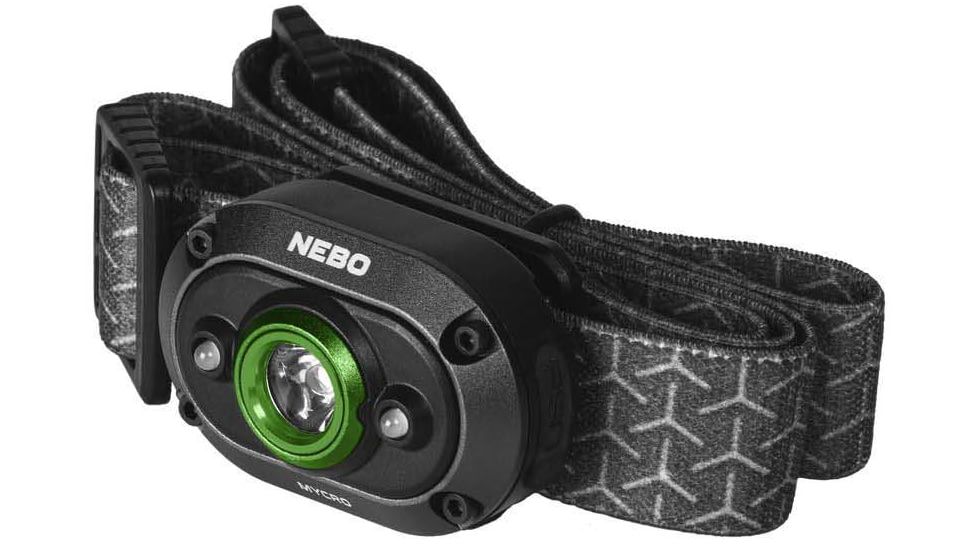 Nebo Mycro Turbo Mode Rechargeable Headlamp and Cap Light, Green LED, 160 Lumens, Black, NEB-HLP-1002