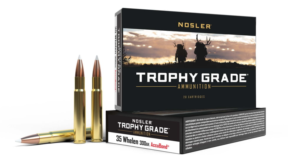 Nosler Trophy Grade .35 Whelen 225 Grain AccuBond Brass Cased Centerfire Rifle Ammo, 20 Rounds, 60081